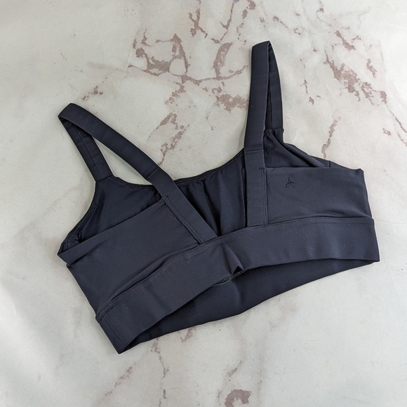 ADAY Sports Bra Womens Lighten Up Shadow Square Neck V Back Gray Black - Picture 5 of 9